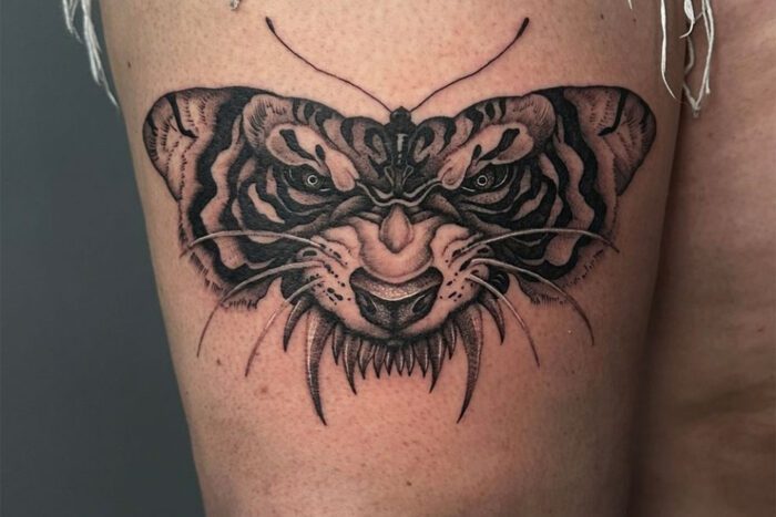 Butterfly tiger tattoo