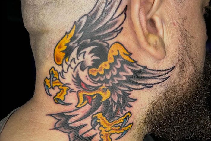 Traditional eagle tattoo by Nick Lecluyse