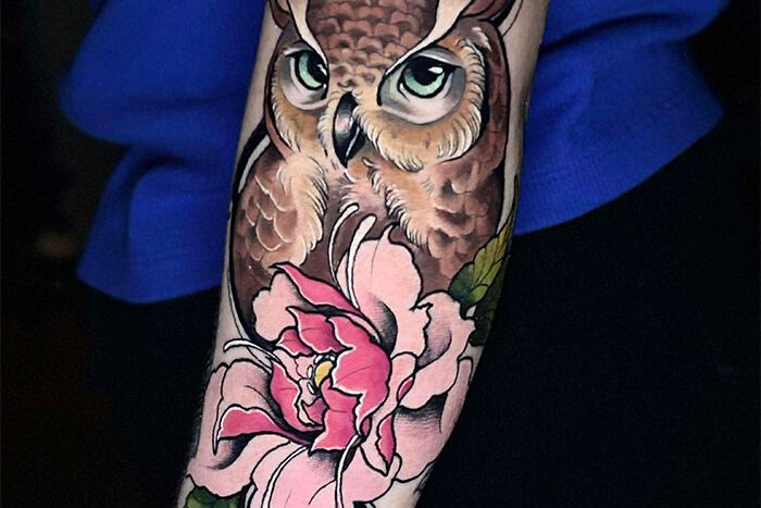 Owl tattoo by Bella Thompson-Hill