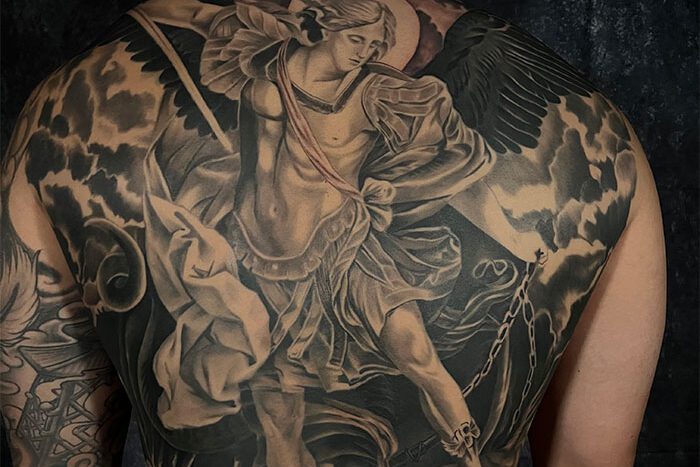 Back tattoo by Jerome Adobas