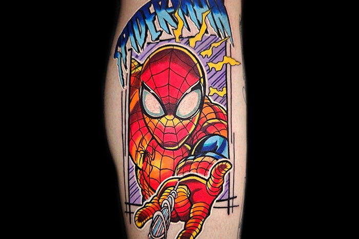 Spiderman tattoo by Justin Stiles