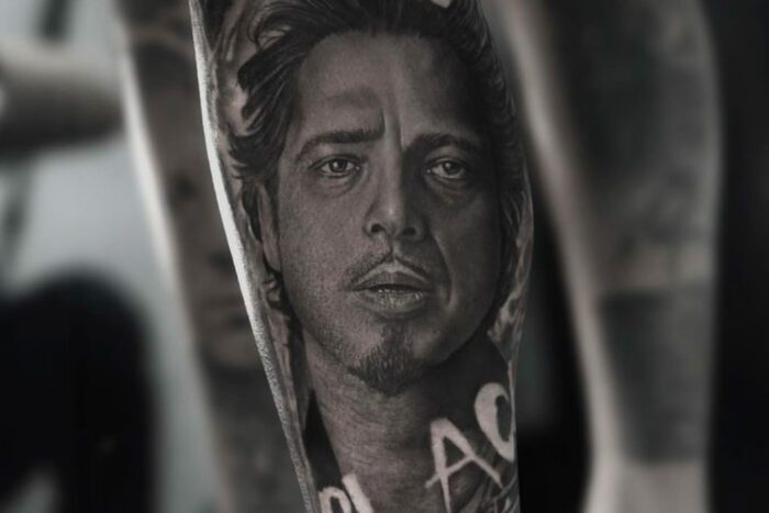 Chris Cornell portrait tattoo