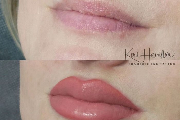 Before and after lips tattoo