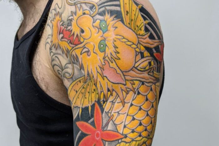 Yellow dragon tattoo