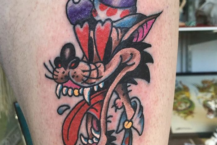 Cartoon wolf tattoo by Jan Veldman