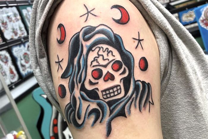 Reaper tattoo by Landen Statue