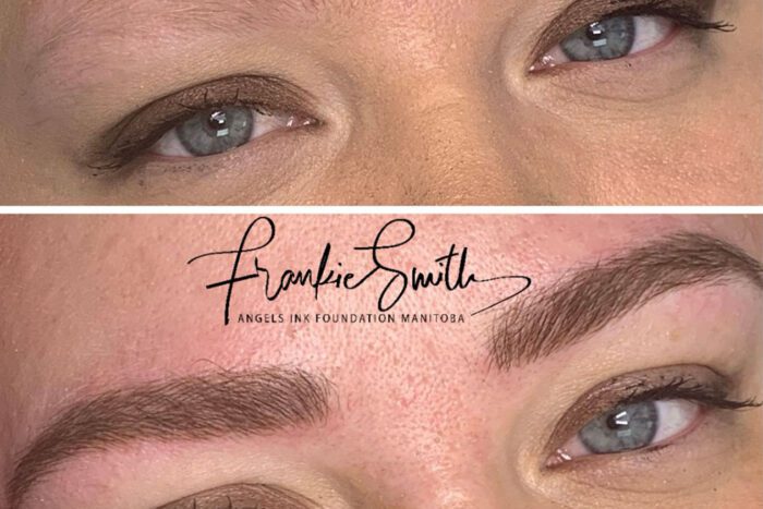 Eyebrow tattoo before & after