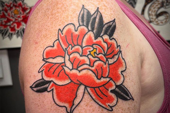 Flower tattoo by Brent Groch