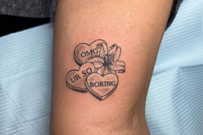 OMG UR SO BORING tattoo by Raven Arsenault