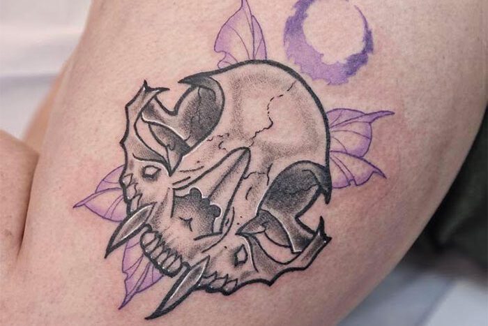 Animal skull tattoo by Tia Remillard