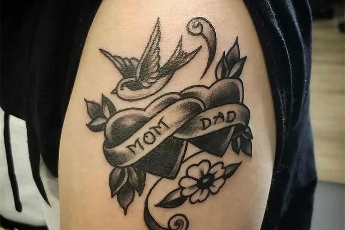 Traditional Mom Dad tattoo by Nick War