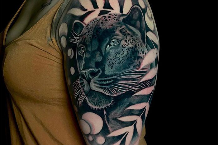 Panther (cover-up) tattoo by Kayla Crawford