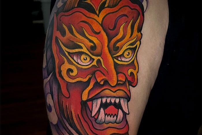 Devil mask tattoo by Xw Art