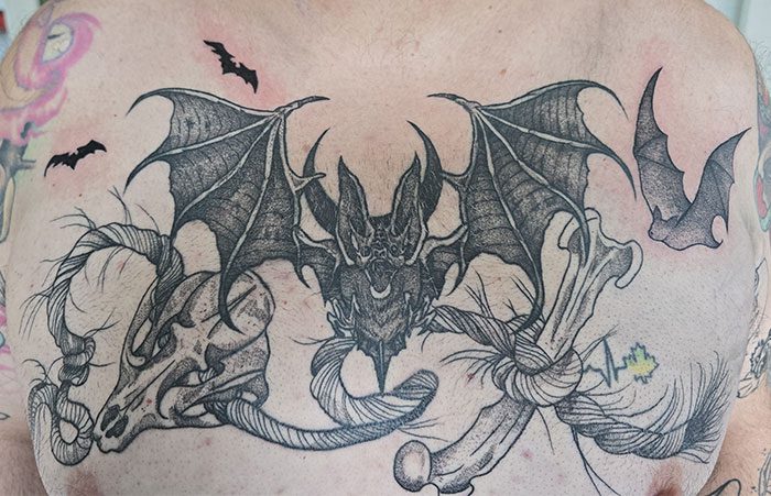 Bat tattoo by Camille Marie