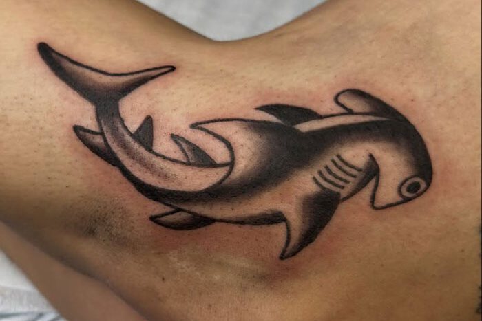 Hammerhead shark tattoo by Sean McCarthy