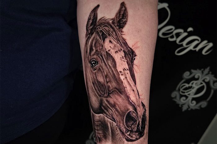 Horse tattoo by Jessica McKinnon-Fehler