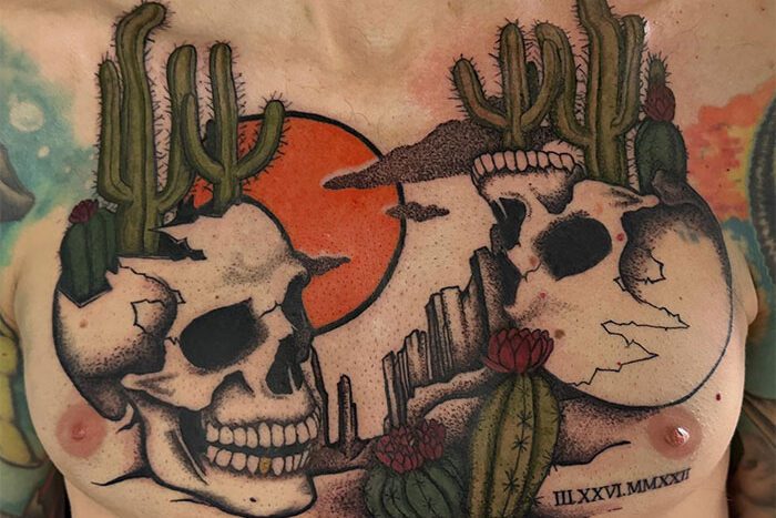Chest tattoo by Madeline Miller