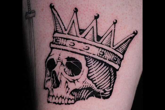 King skull tattoo by Jeffrey Lai