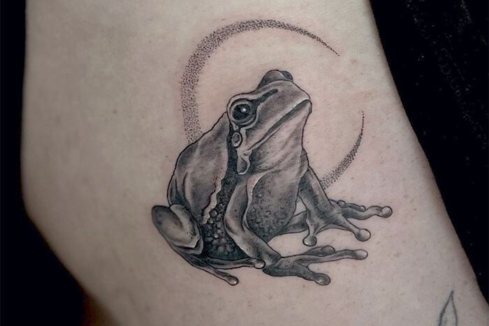 Frog tattoo by Paige Smith