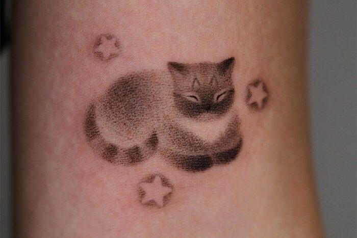 Cat tattoo by Katherine Lee