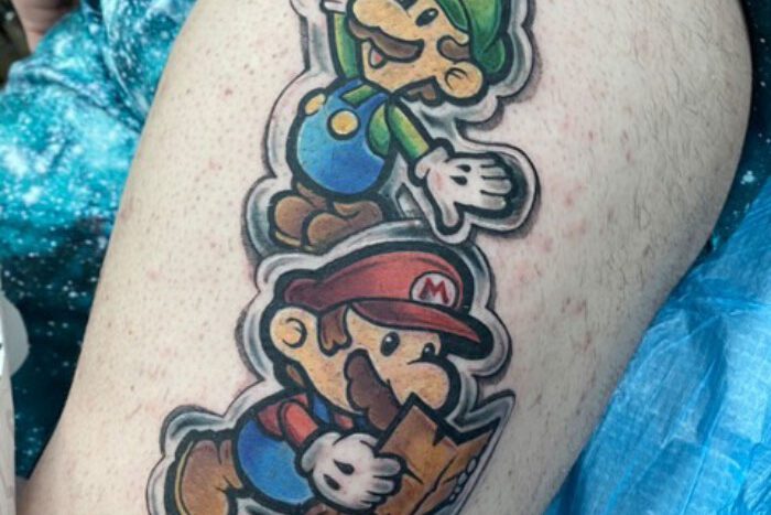 Mario and Luigi tattoo, by Venus Silva
