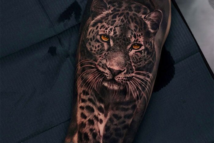 Leopard tattoo by Artem Ivanovskiy