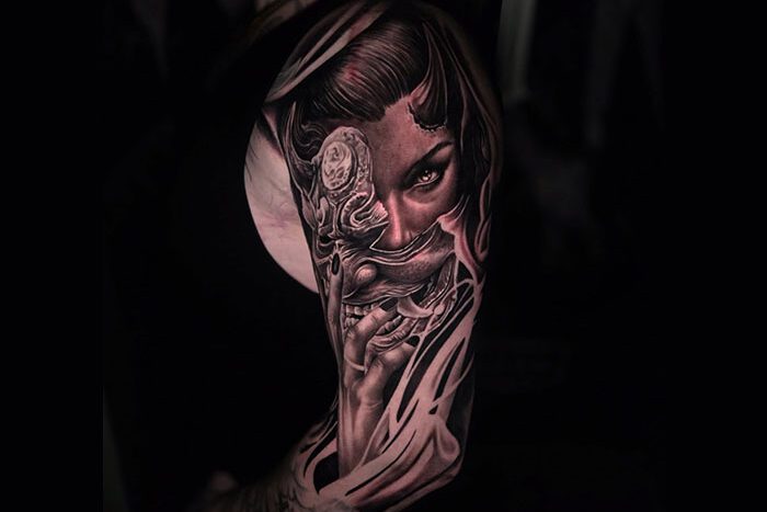 black and grey tattoo by Dylan Beattie